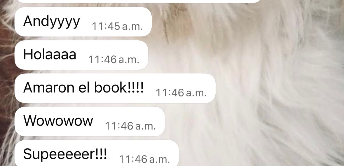 Mensaje celebrando la recepción de un book