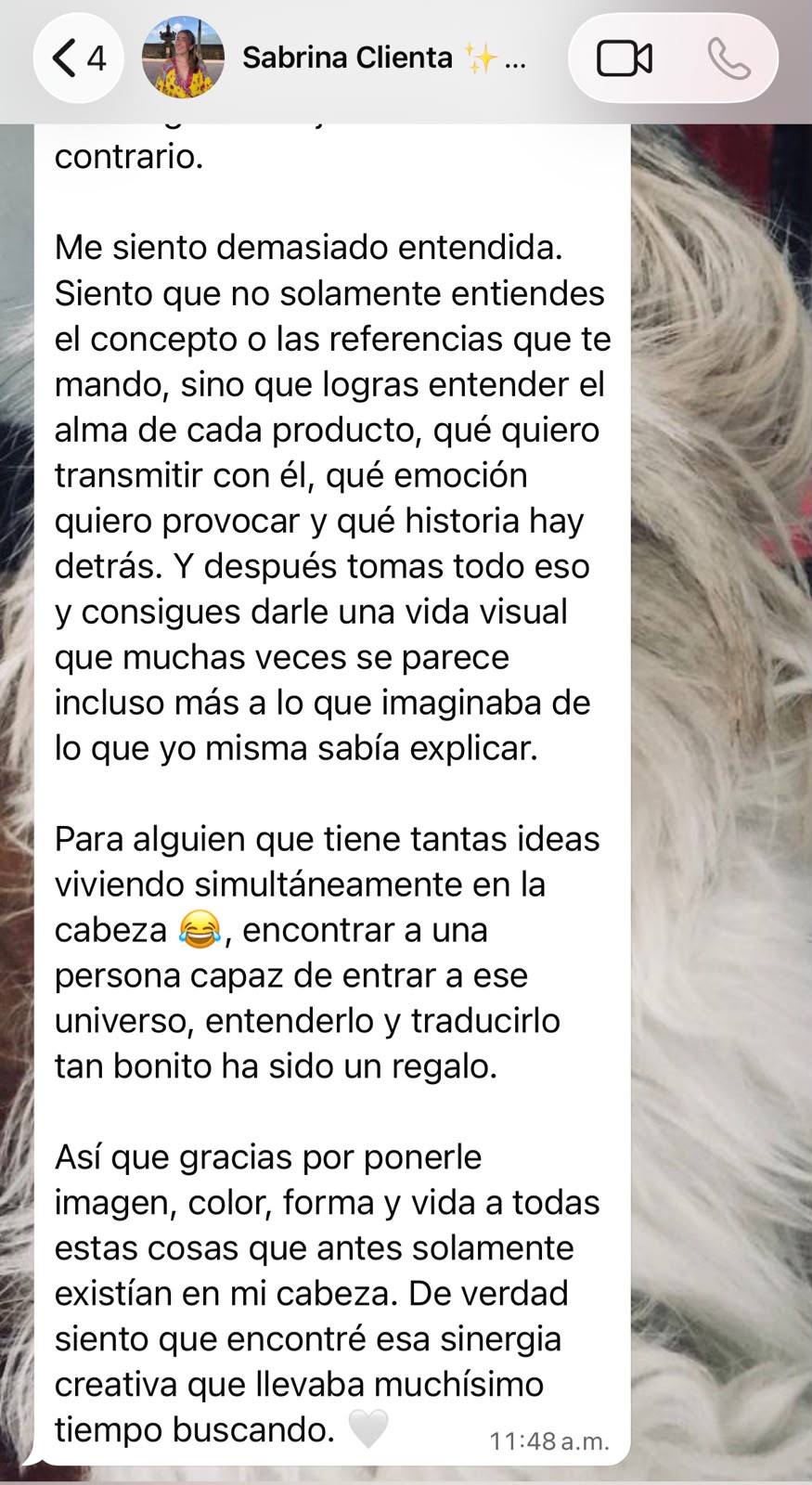 Segunda parte del testimonio de Sabrina sobre la dirección visual de Andrea
